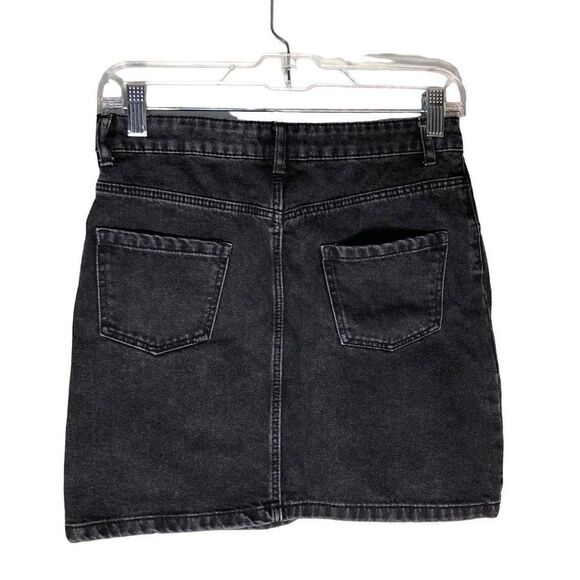 Denim Co. Teen's Black rhinestone Denim Button Fly Mini Skirt Size 7 - Picture 10 of 15